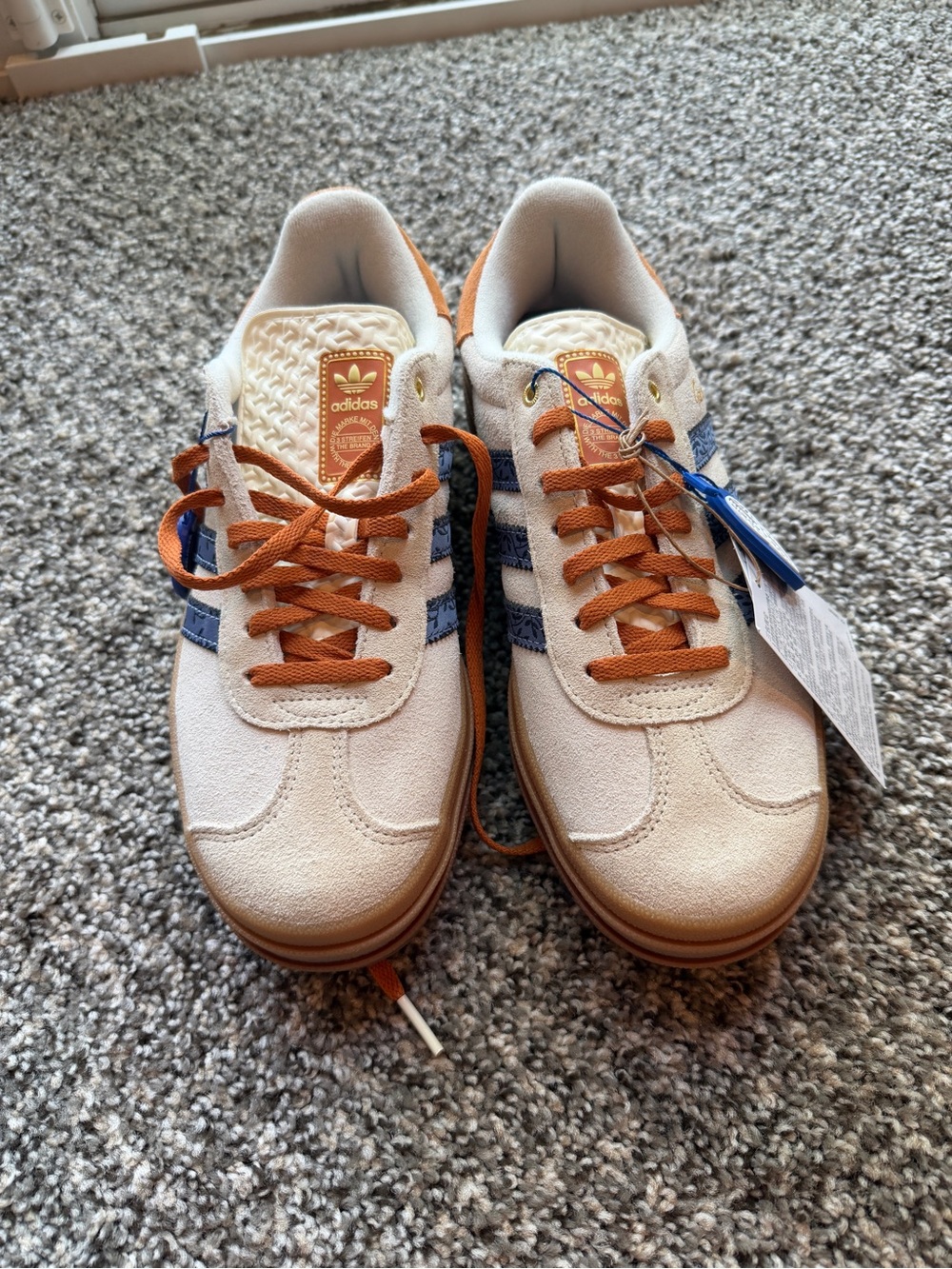 Adidas Gazelle NWT Cream & Blue Suede Low-Top Sneakers